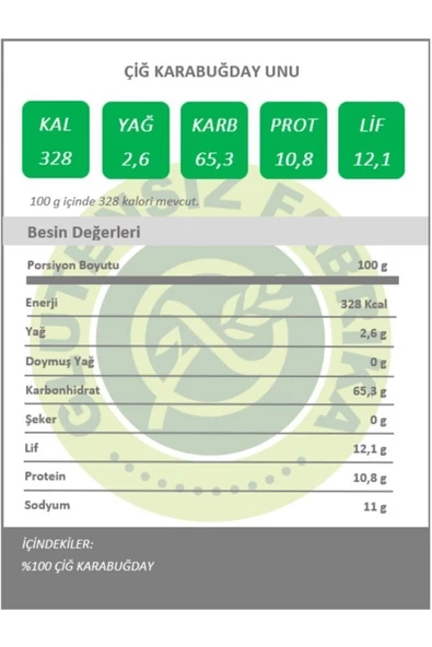 GLUTENSİZ FABRİKA Çiğ Karabuğday Unu 1000gr  greçka - 2