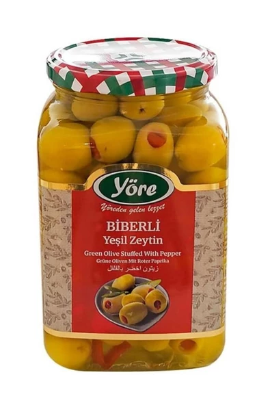 Yöre Domat Biberli Jumbo Yeşil Zeytin Cam Kavanoz 2 X 550 gr (181-200 KALİBRE) - 3