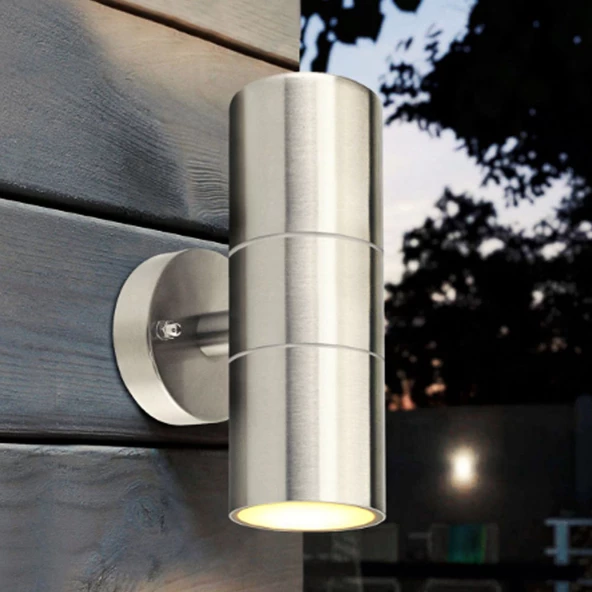Maxled GU10 Duylu Saten Çift Yönlü Silindir Bahçe Aplik MX-2072