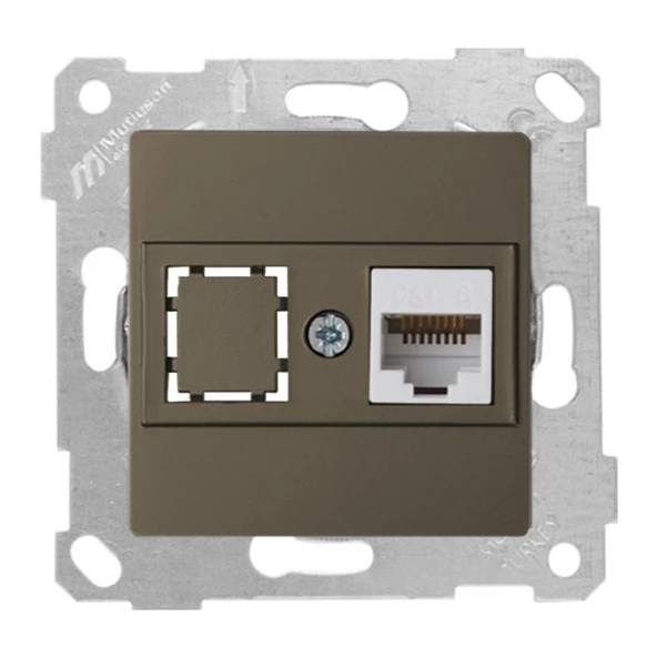 Mutlusan Rita Antrasit Mekanizma + Tuş Data Prizi 1xRj45 Cat6 MUT-2200 140 0186