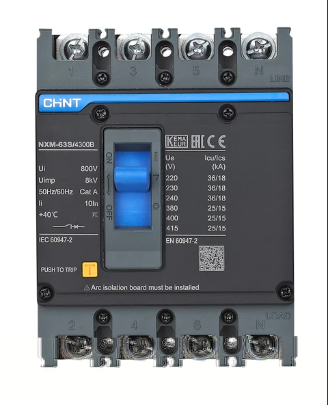 Chint NXM-63S/4300B 4x50A 25kA Termik Manyetik Sabit Kompakt Şalter 205912 - 2