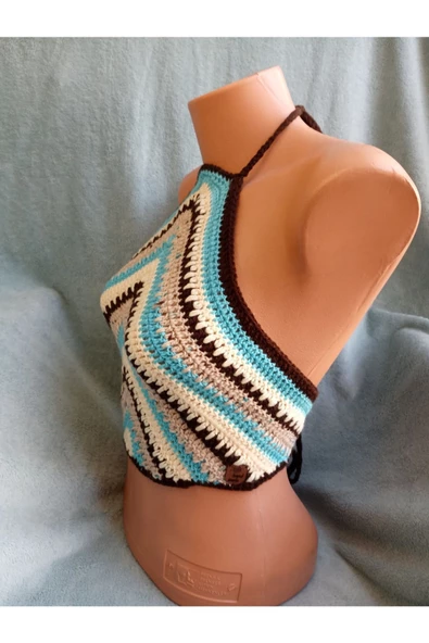 MAM Vip Handmade Halter Yaka Crop Top Büstiyer - 2