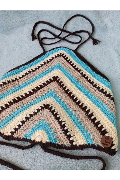 MAM Vip Handmade Halter Yaka Crop Top Büstiyer - 8