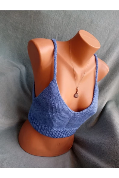 MAM Vip  Handmade Mavi Crop Top Büstiyer - 2