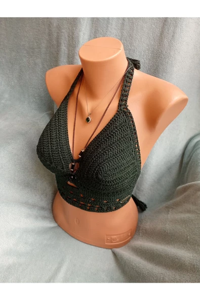 MAM Vip Handmade Nefti Yeşil Crop Top Büstiyer - 4