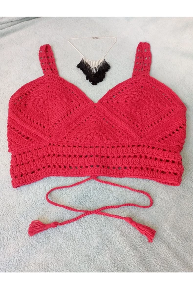 MAM Vip Handmade Kırmızı Crop Top Büstiyer - 4