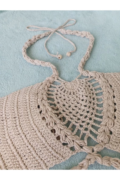 MAM Vip Handmade Bej Crop Top Büstiyer - 7
