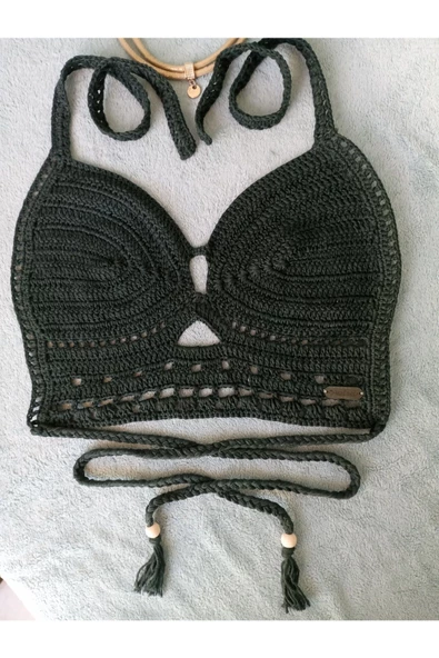 MAM Vip Handmade Nefti Yeşil Crop Top Büstiyer - 7