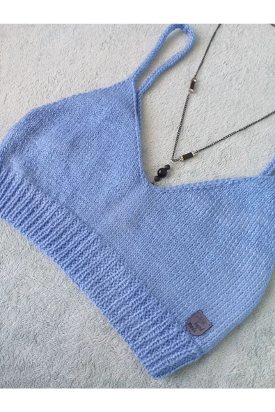 MAM Vip  Handmade Mavi Crop Top Büstiyer - 7