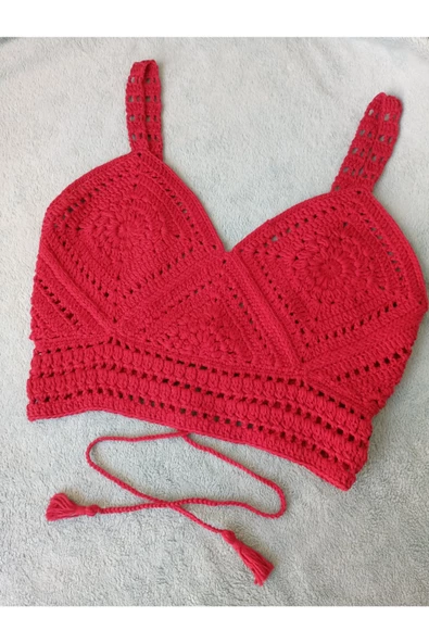 MAM Vip Handmade Kırmızı Crop Top Büstiyer - 2