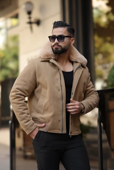 ERKEK YAKASI KÜRKLÜ KAŞE MONT - 10