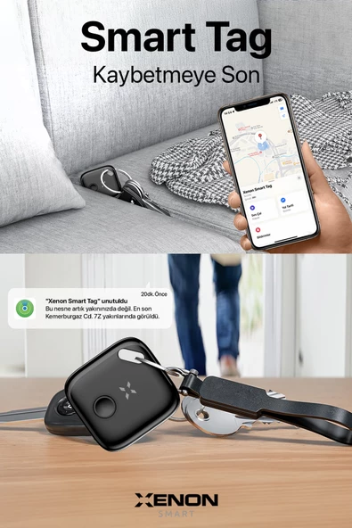 Xenon Smart Smart Tag Siyah Akıllı Takip Cihazı 3 adet (Apple Lisanslı) - Resim 3
