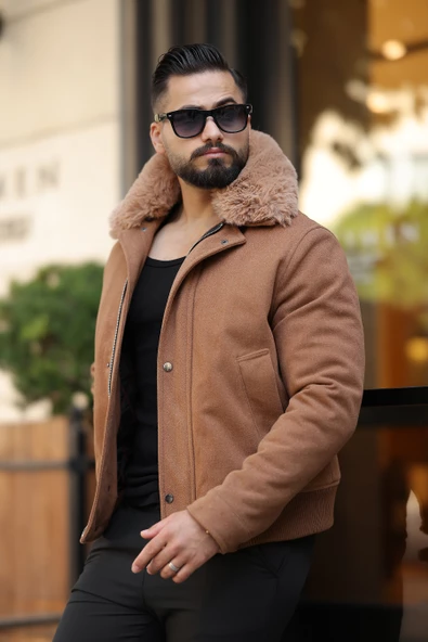 ERKEK YAKASI KÜRKLÜ KAŞE MONT - 6