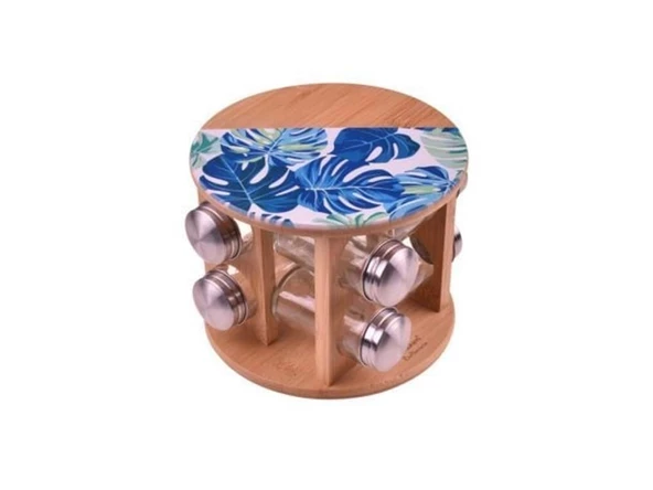 Bambum BB1063 Botanica Fonti-8'li cam baharat takımı Dönen Baharatlık