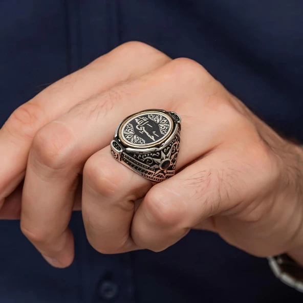 Hasbiyallah Hat Yazılı 925 Gümüş Yüzük - Resim 7