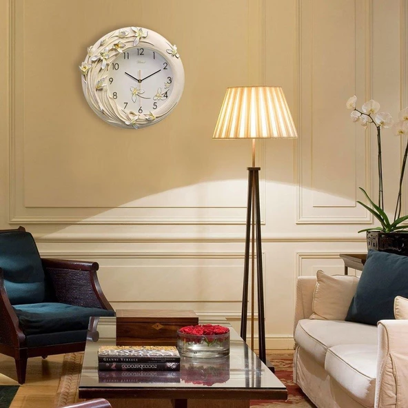 Regal 1004 W Kabartma Çiçek Desenli Duvar Saati - Resim 2