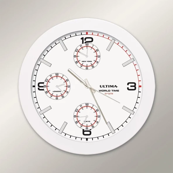 Regal 0085 WWT Metal Kasa 41 Cm. Beyaz Dünya modern duvar saati