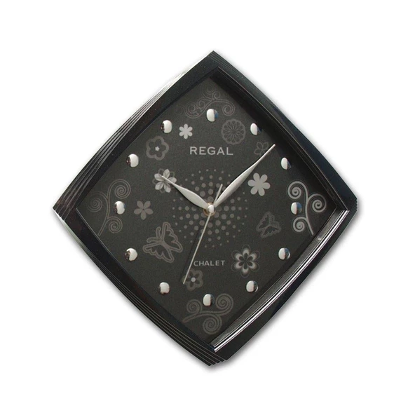 Regal 0434 BB Basamaklı Köşeli Çiçekli Kadran Duvar Saatı