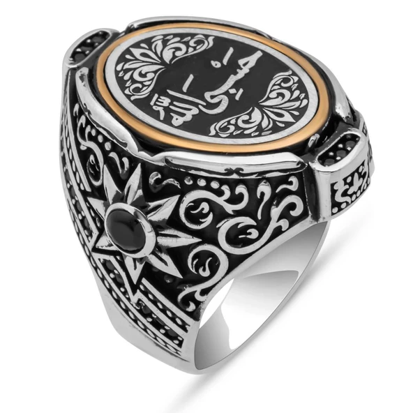 Hasbiyallah Hat Yazılı 925 Gümüş Yüzük - Resim 2