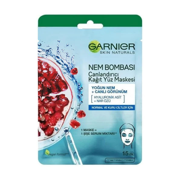 Garnier Nem Bombası Canlandırıcı Kağıt Yüz Maskesi 28 g