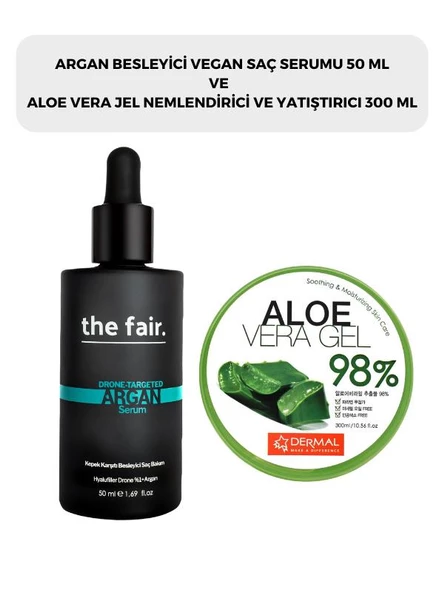 the fair. Argan Saç Serumu 50 ml ve Dermal %98 Aloe Vera Jel Saç Cilt ve Vücut İçin Nemlendirici ve Yatıştırıcı 300 ml