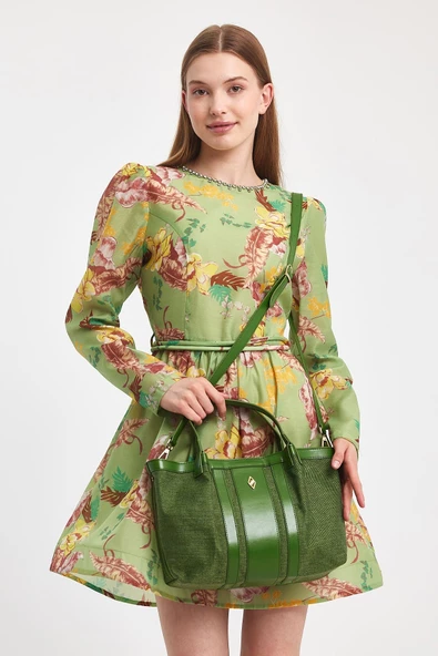 Noche Bag - Havana Model Kumaş Detaylı Kadın El Çantası - 3