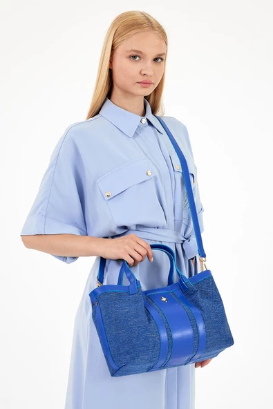 Noche Bag - Havana Model Kumaş Detaylı Kadın El Çantası - 7