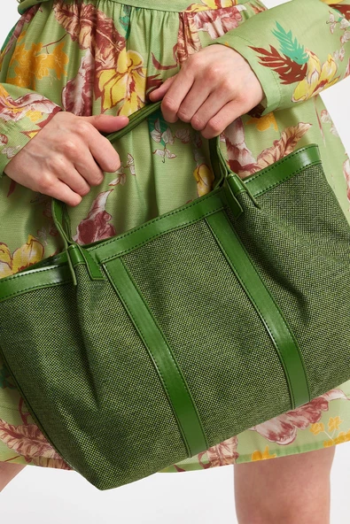 Noche Bag - Havana Model Kumaş Detaylı Kadın El Çantası - 12