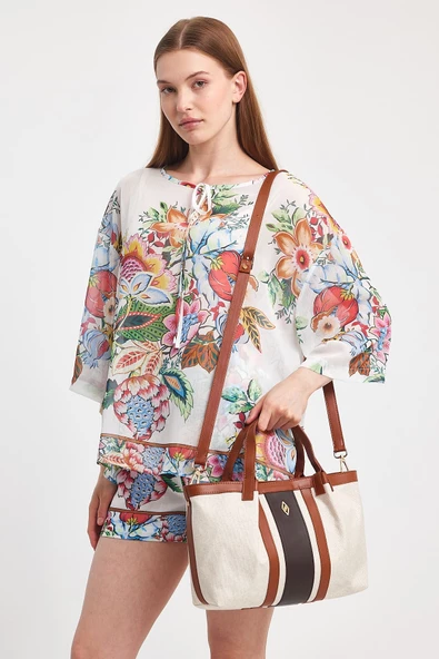 Noche Bag - Havana Model Kumaş Detaylı Kadın El Çantası - 2