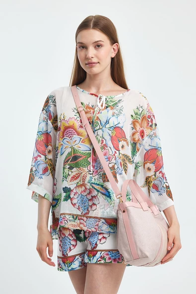 Noche Bag - Havana Model Kumaş Detaylı Kadın El Çantası - 4