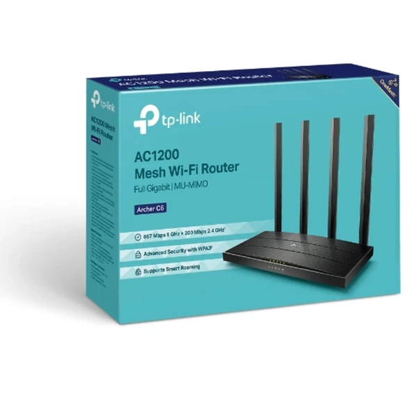 OUTLET TP-Link Archer C6, AC1200 Mbps Kablosuz MU-MIMO Wi-Fi Router