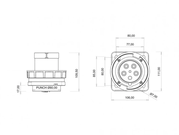 Bemis IP67 CEE Norm 5/63A Makine Fiş 380V-450V BC1-4505-7114 - 2