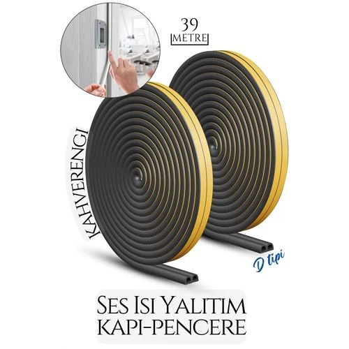 Renkmix D Tip Kapı Pencere Ses Isı Yalıtım Bandı Epdm Kauçuk 39 Metre