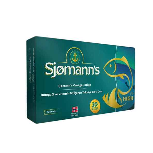 Sjomann’s Omega 3 ve Vitamin D3 İçeren Takviye Edici Gıda 30 Adet Çiğnenebilir Jel Form