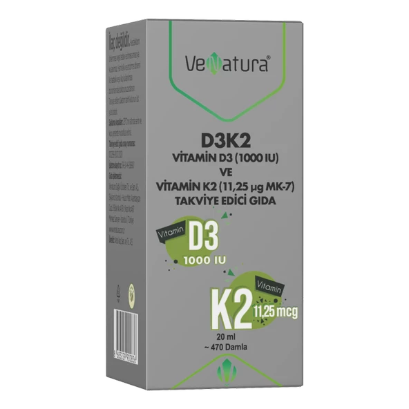 VeNatura D3K2 (11,25 mcg) Takviye Edici Gıda 20 ml