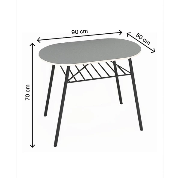 Eportatif Mutfak Masası Oval Tabure Takımı Masa Sandalye Takımı Füme 1475 - Resim 9