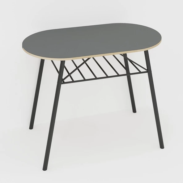 Eportatif Mutfak Masası Oval Tabure Takımı Masa Sandalye Takımı Füme 1475 - Resim 7