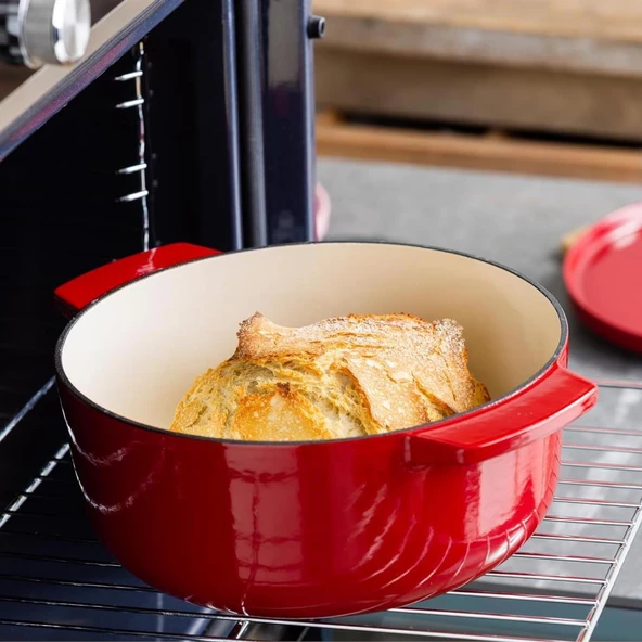 KitchenAid CC006063-001 5.6 Litre 30 cm. Oval Döküm Demir Tencere - Kırmızı - 5