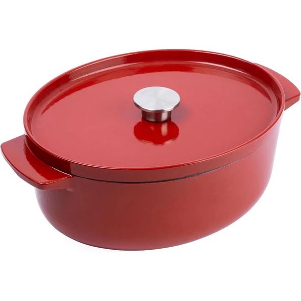 KitchenAid CC006063-001 5.6 Litre 30 cm. Oval Döküm Demir Tencere - Kırmızı