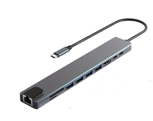 Pmr 10in1Type C Hub Çevirici 4*usb 3.0/Kart okuyucu/ 4k Hdmi/ Gigabyte Ethernet/100W pd Şarj