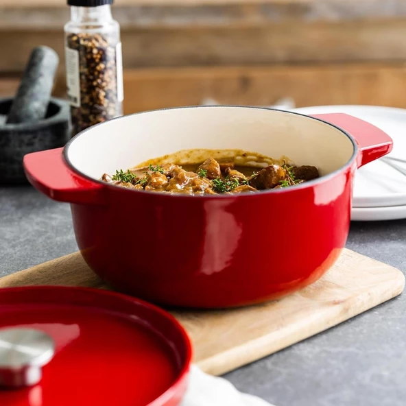 KitchenAid CC006057-001 3.3 Litre 22 cm. Döküm Demir Tencere - Kırmızı - 7