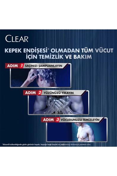 Clear Men 3 In 1 Şampuan & Duş Jeli Arındırıcı Kömür Saç Yüz Vücut Için 350 ml - 5