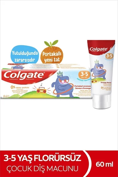 Colgate 3-5 Yaş Portakal Aromalı Florürsüz Çocuk Diş Macunu 60 ml