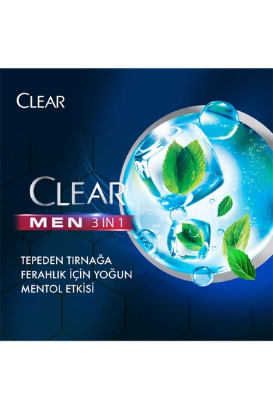Clear Men 3 In 1 Şampuan & Duş Jeli Ferahlatıcı Mentol Saç Yüz Vücut Için 350 ml - 4