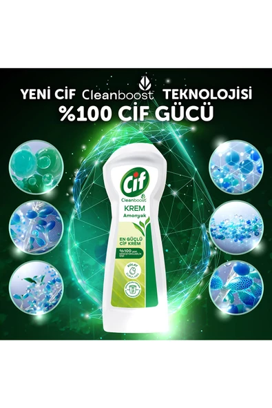 Cif Krem Yüzey Temizleyici Amonyaklı Yağ Ve Kireç Sökücü Leke Çıkarıcı 750 ml 1 Adet - 3