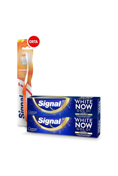 Signal White Now Gold Anında Beyazlık Diş Macunu 75 ml X2  Performance Orta Diş Fırçası - 4