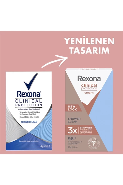 Rexona Clinical Protection Kadın Stick Deodorant Shower Clean 45 ml X2 - 5