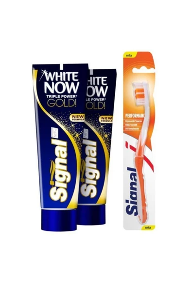 Signal White Now Gold Anında Beyazlık Diş Macunu 75 ml X2  Performance Orta Diş Fırçası - 2