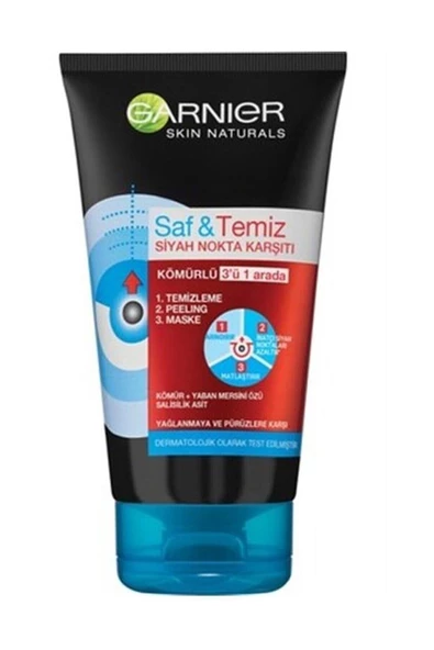 Garnier Saf & Temiz Siyah Nokta Karşıtı Kömürlü 3'ü 1 Arada 150 ml