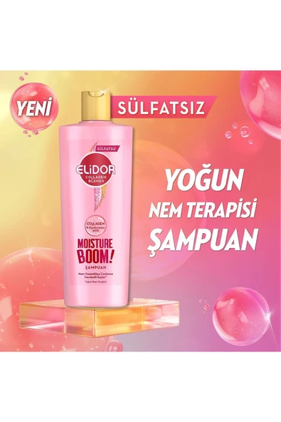 Elidor Collagen Blends Sülfatsız Saç Bakım Şampuanı Moisture Boom Yoğun Nem Terapisi 350 Ml - 2